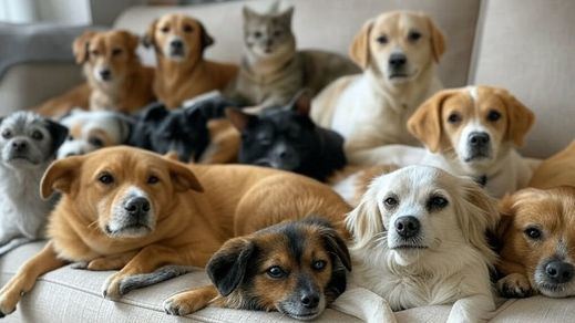 Perros y gatos en casa