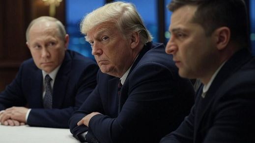 Trump, Putin y Zelensky, en una reunión recreada con IA