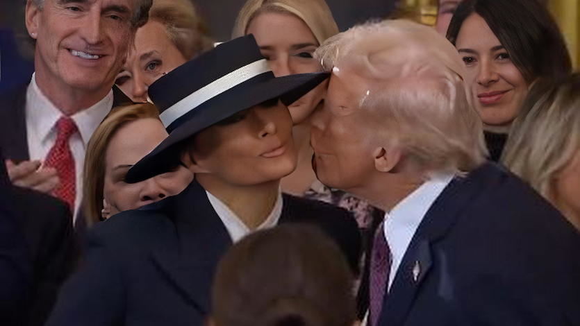 Melania y Trump durante el saludo en la toma de posesión