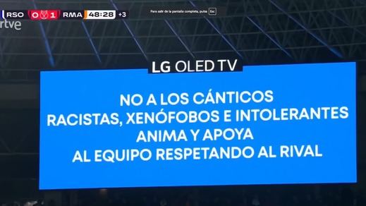 El mensaje en el estadio de Anoeta tras los cánticos contra Asencio